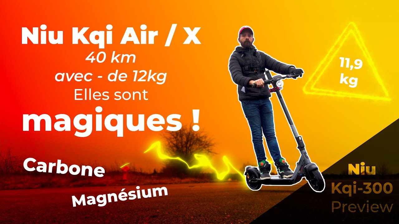 Kqi Air et Air X - Des trottinettes électriques ultralégères. Kqi 300 les premières Niu suspendues.