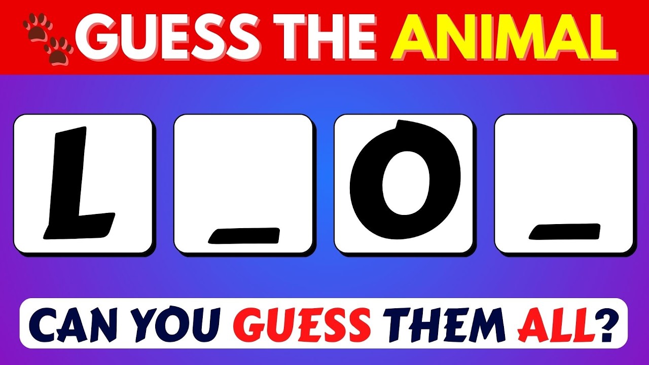 Guess the Animal by Missing Letters | 50 Animal Quiz Challenge | Missing Letters Puzzle Quiz