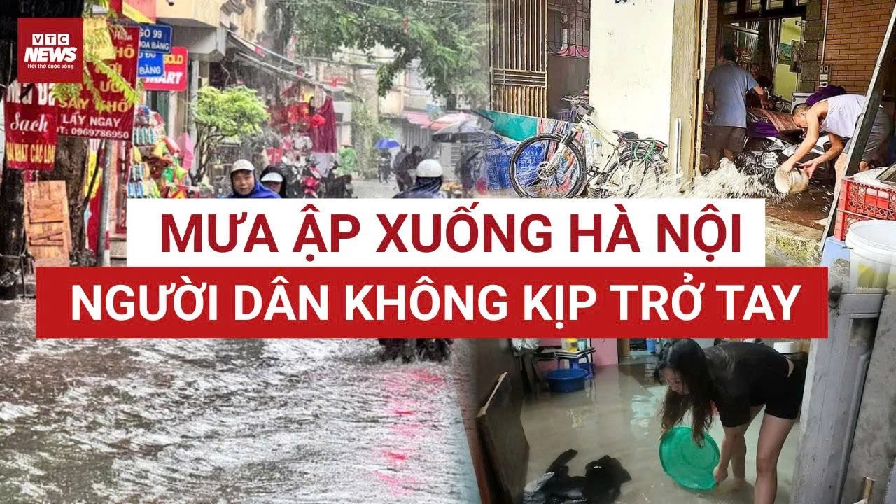 Hà Nội ngập nhanh sau mưa – Người dân không kịp trở tay bì bõm trong nước | VTC News