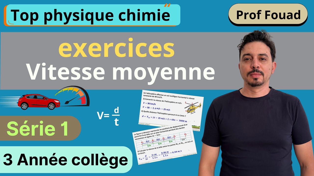 exercices la vitesse moyenne : 3 année collège : série 1