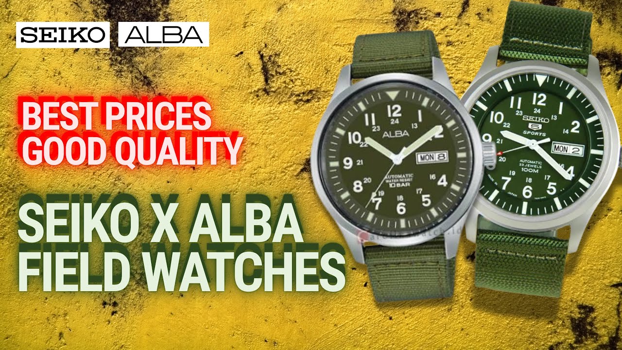 Low Budget Field Watches Automatic Seiko X Alba Green Khaki Dial Terlaris
