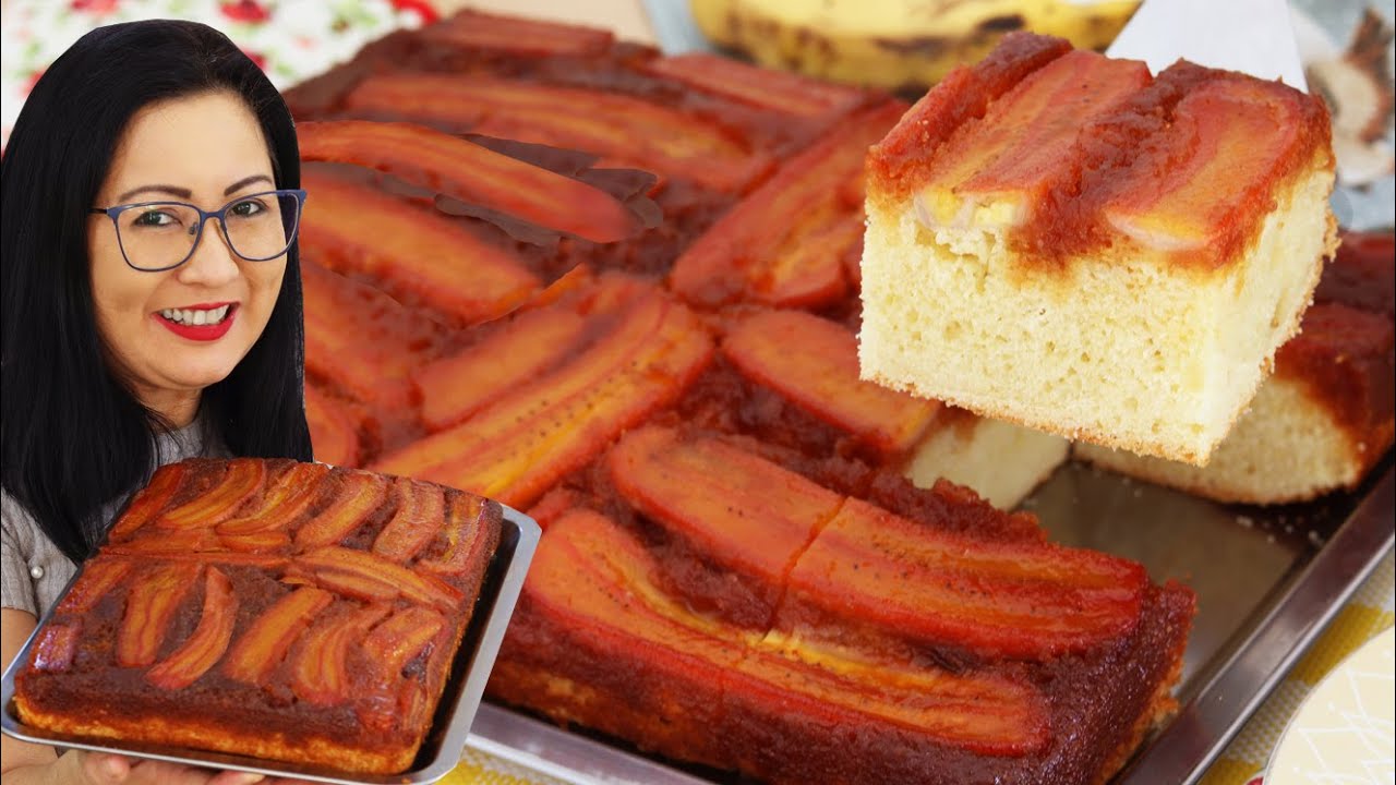 BOLO DE BANANA CARAMELIZADO MAIS GOSTOSO QUE JÁ PROVEI | SIMPLES DE FAZER - Dika da Naka