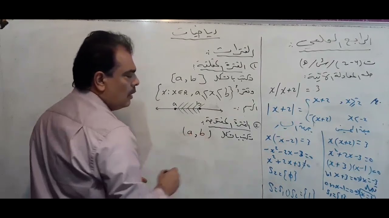 الرياضيات للرابع الأعدادي / الفصل الثاني / المعادلات والمتباينات/المحاضرة ٣
