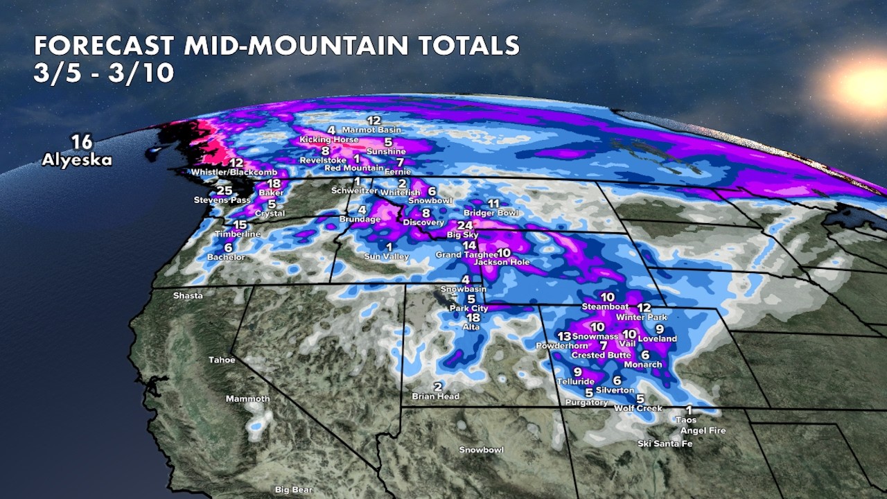 Mountain Snow Forecast for the First Weekend of March