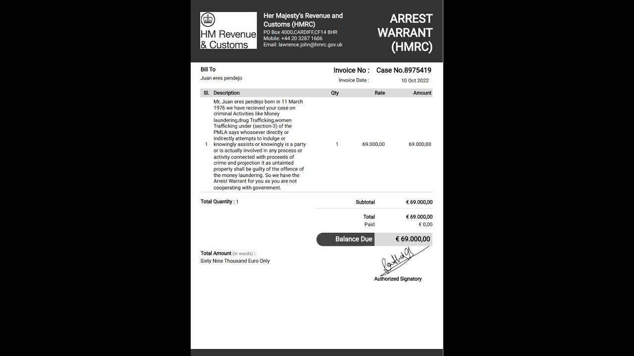 I owe €69,000 to the HMRC