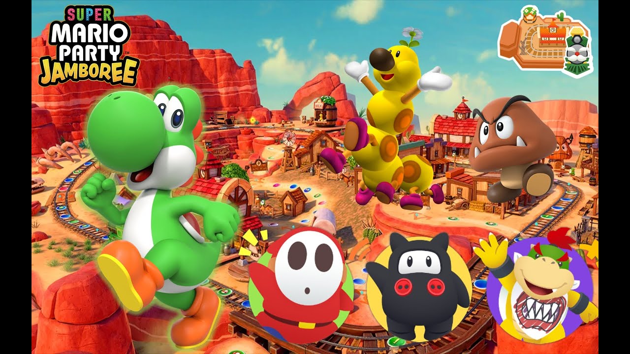 Super Mario Party Jamboree - Yoshi vs Shy Guy vs Ninji vs Bowser Jr - Western Land