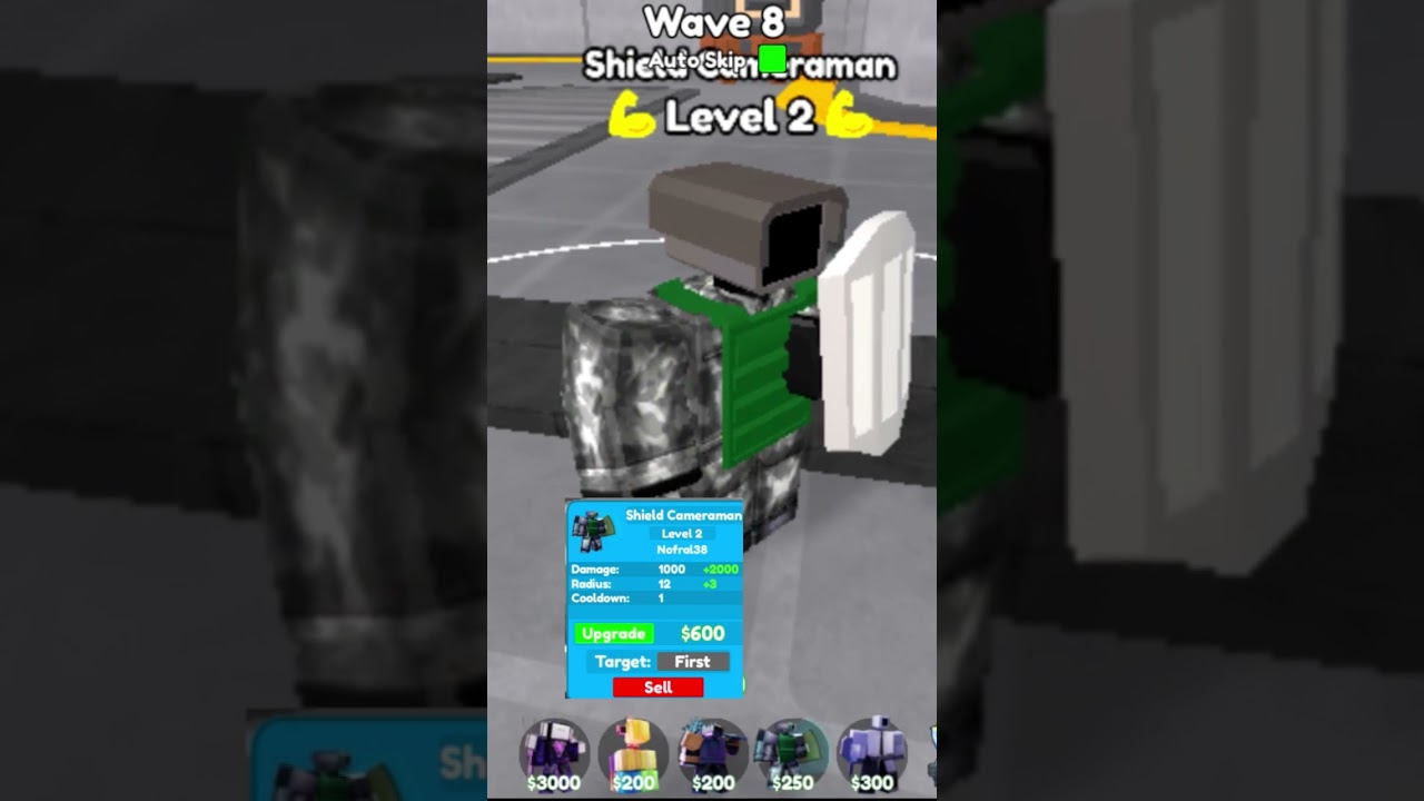 Shield Cameraman All Level #roblox#toilettowerdefense