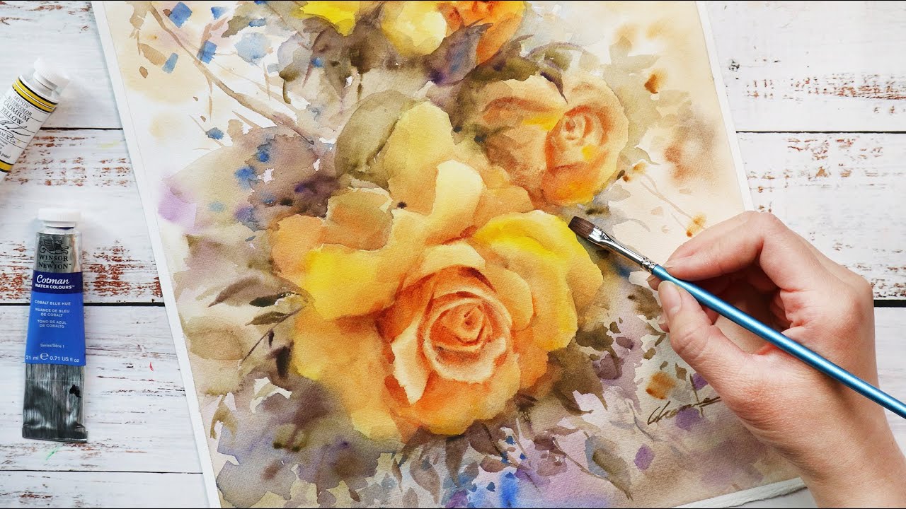 How to Yellow Roses in Watercolors Tutorial