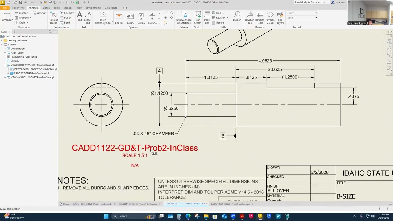 CADD 1122 GD&T Problem 2 (Part 1)