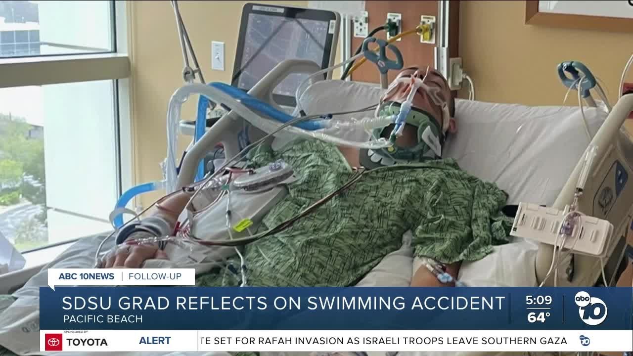 Paralyzed SDSU grad reflects on emotional journey after swimming accident