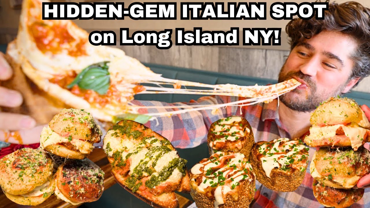 HIDDEN-GEM ITALIAN RESTAURANT in New York! GIANT GARLIC KNOT SLIDERS | Who's Hungry? | DEVOUR POWER