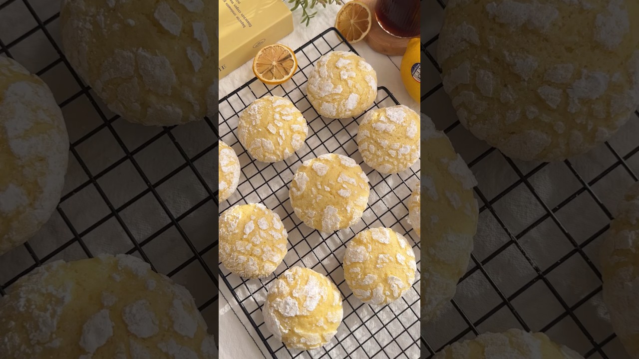 🍋 Lemon crinkle cookies recipe | 레몬 크링클 쿠키 레시피 ☀️