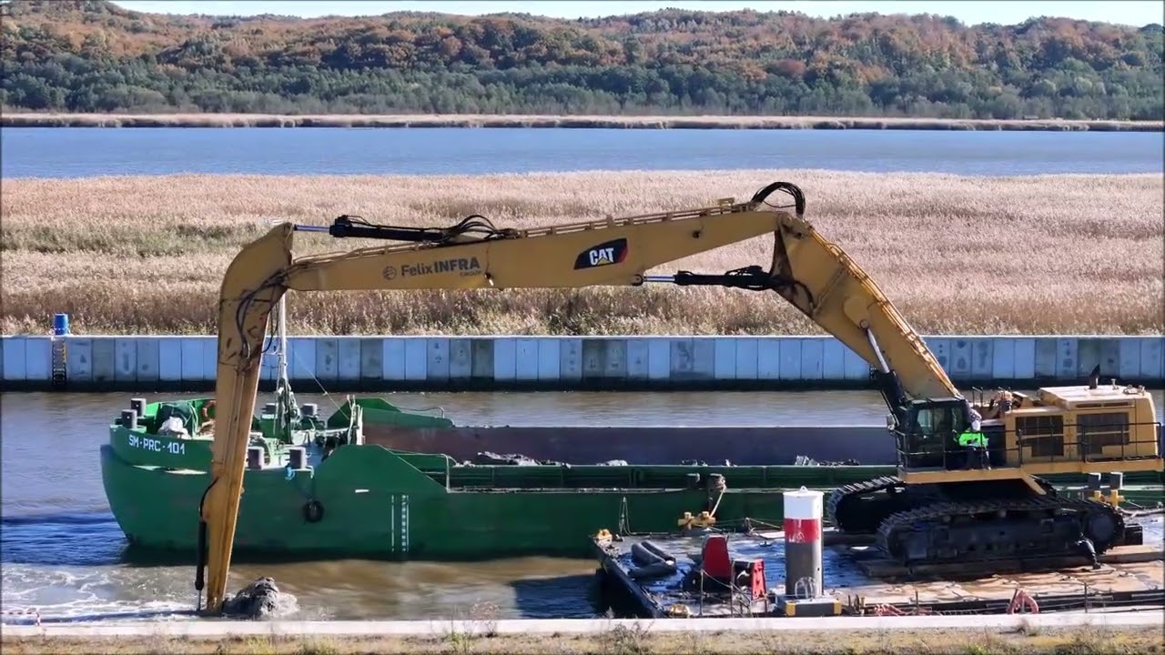 ETAP IV -20.10.2025 Potęga Koparki Caterpillar. Pogłębianie koryta rzeki Elbląg. Ależ idzie Robota