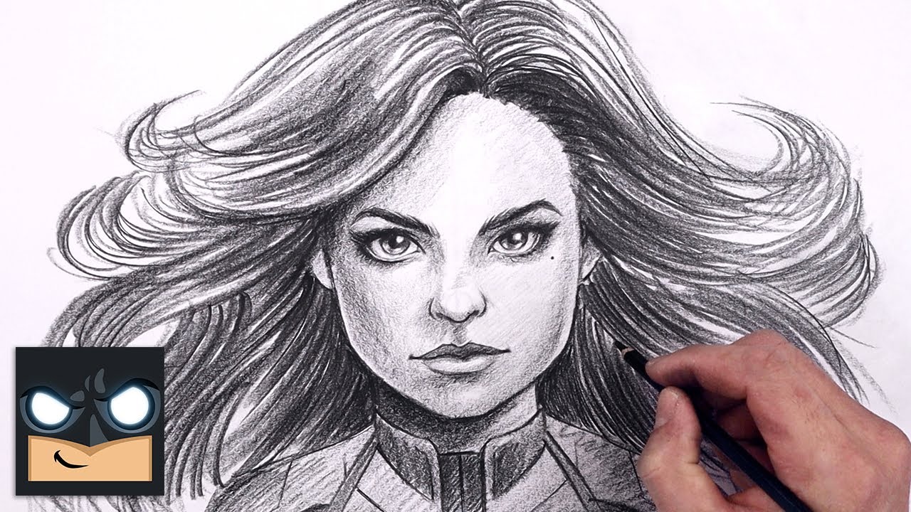 How To Draw Captain Marvel | Sketch Art Lesson (Step by Step)