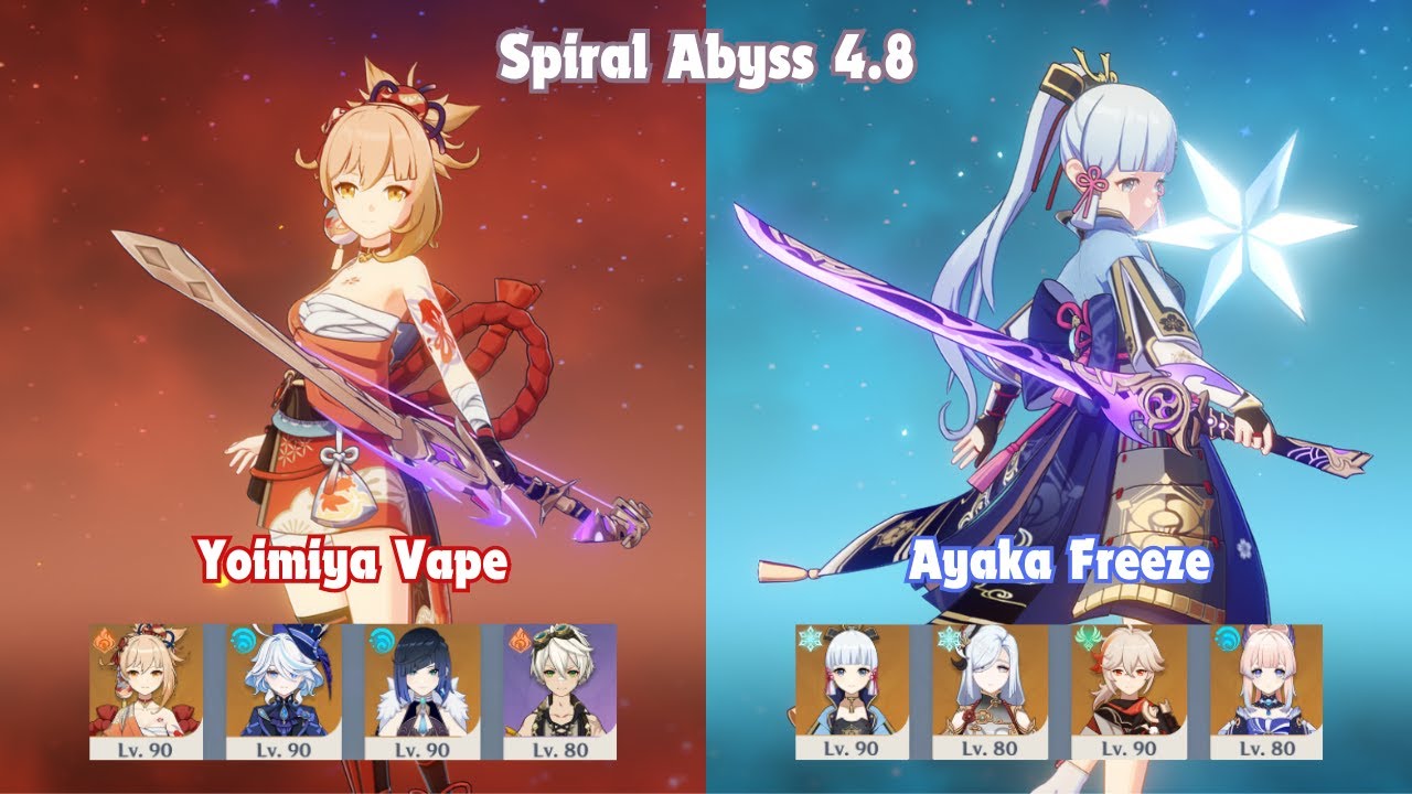 C0 Yoimiya Vape & C0 Ayaka Freeze | 4.8 Spiral Abyss | Genshin Impact