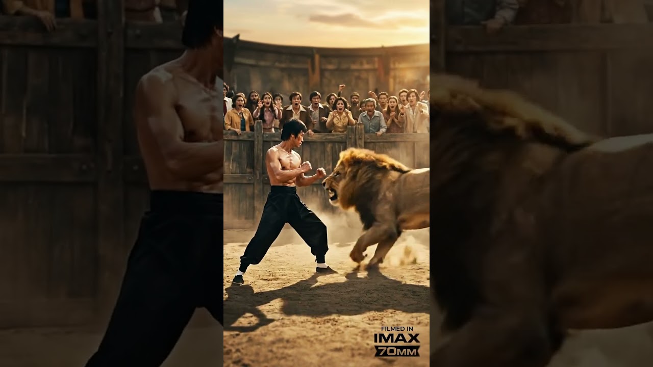 “Bruce Lee vs The Lion — Power Meets Pure Instinct 😱🦁🔥”