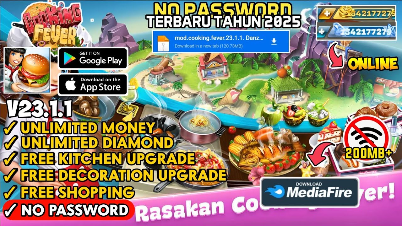 Cooking Fever Mod Apk v23.1.1 Terbaru 2025 - Unlimited Money & No Password