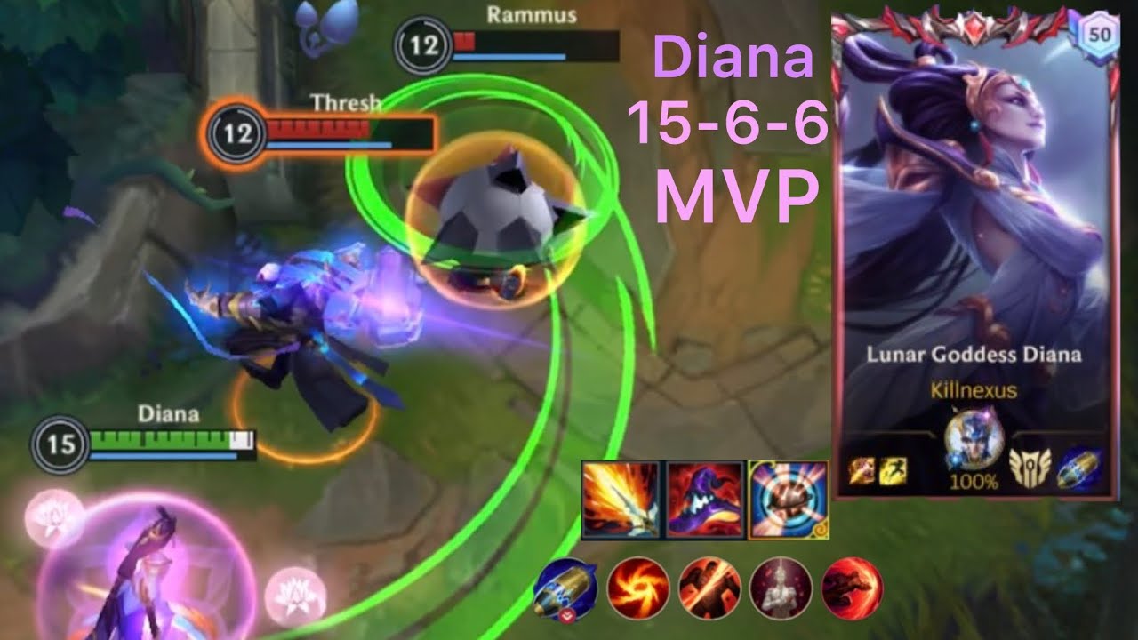 WILD RIFT | DIANA JG GAMEPLAY MVP |15-6-6| DIANA BUILD AND RUNES