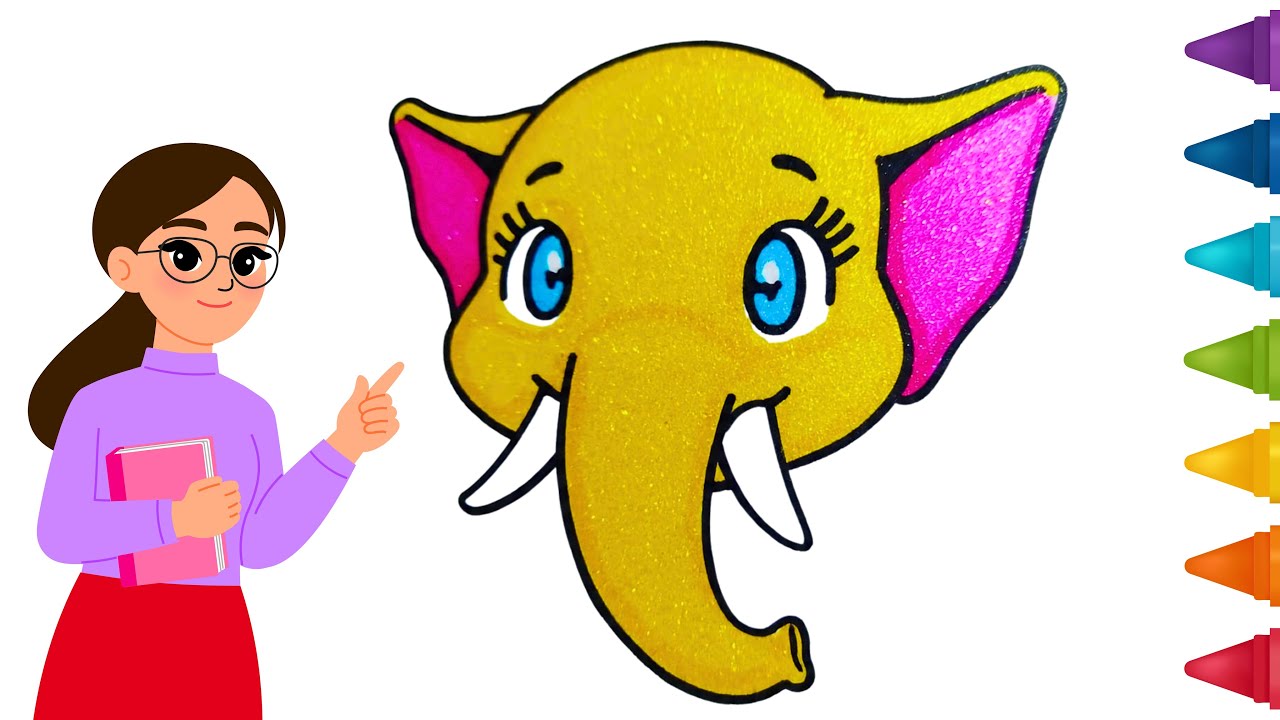 How to Draw cartoon Animal Elephant Drawing for kids