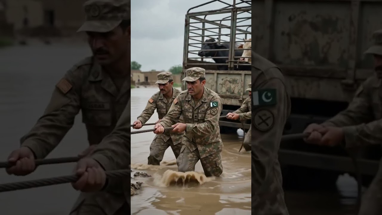 Pakistan Army Jawans Rescue Animals from Flood | Brave Soldiers Save Livestock۔