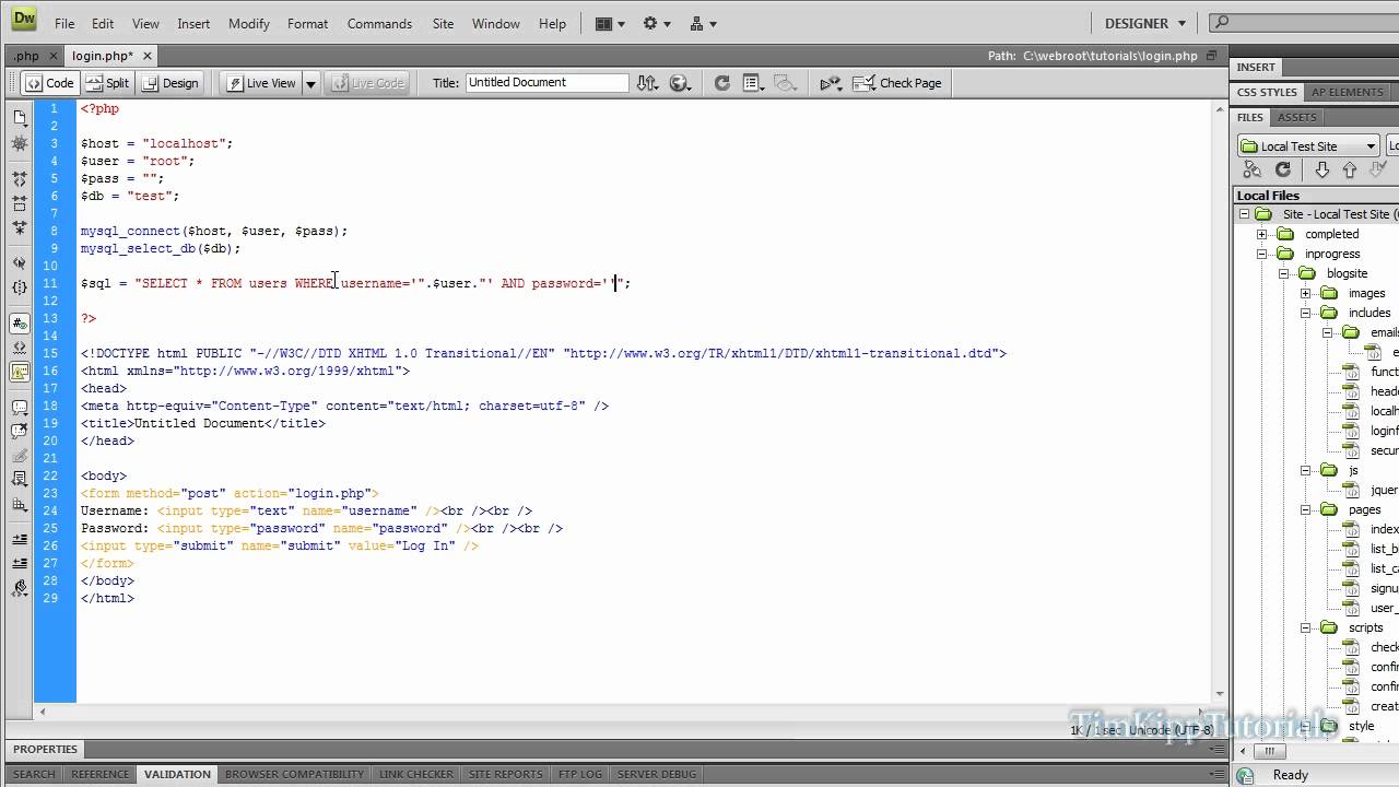 PHP Programming Tutorial - Creating A Simple MySQL Login Form