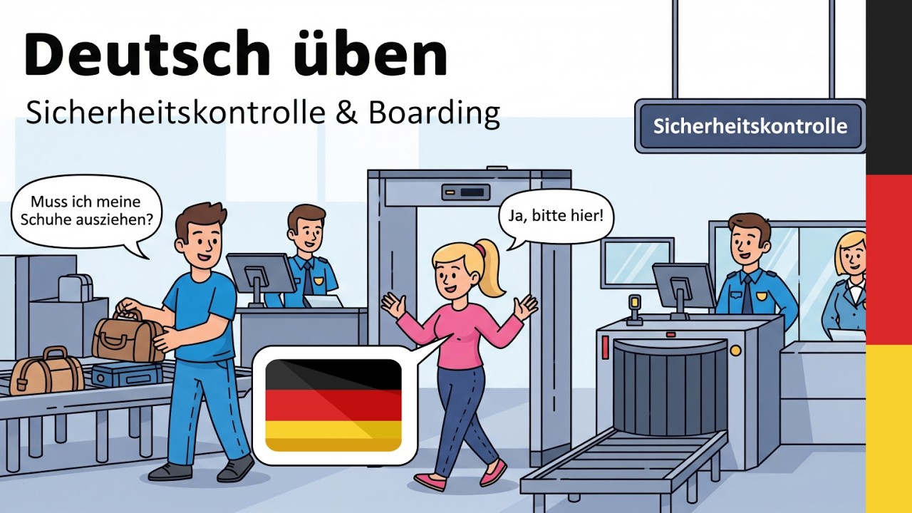 Deutsch lernen Podcast &ndash; Am Flughafen & im Flugzeug (A2/B1) Deutsch h&ouml;ren | Deutsch f&uuml;r Anf&auml;nger! 🛫