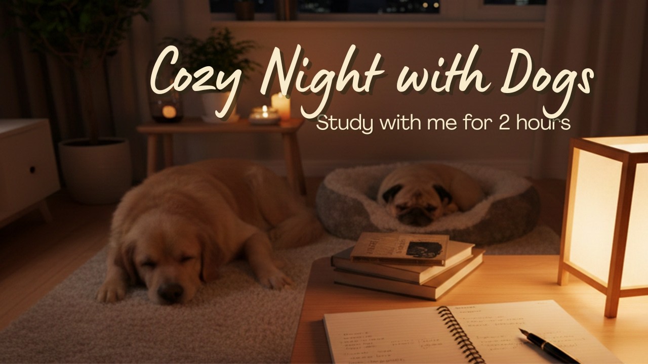 POV Study with Sleeping Dogs 🐶 Cozy Candlelight Night 2-Hour Lofi Music #StudyWithMe #POVStudy