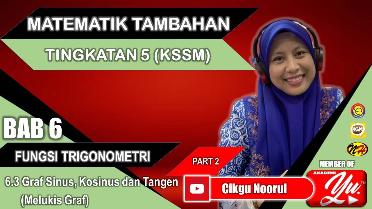 MATEMATIK TAMBAHAN T5 (KSSM) | BAB 6 | FUNGSI TRIGONOMETRI |GRAF SINUS, KOSINUS & TANGENT (PART 2)