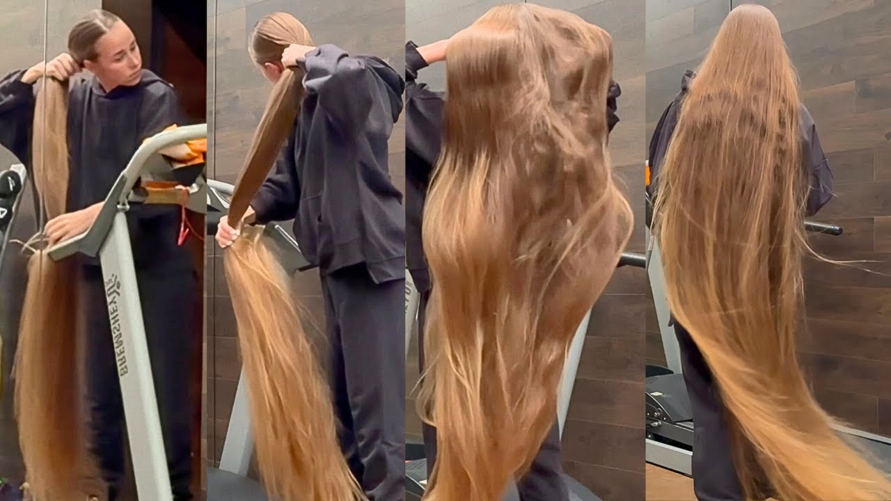 RealRapunzels | Young Rapunzel Working Out With Floor Length Hair (preview)