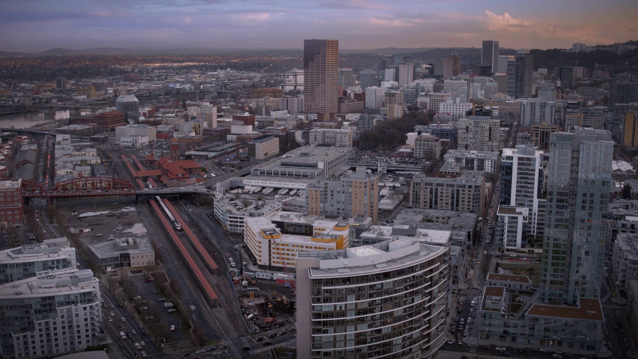 Portland Oregon Drone Video Cityscape