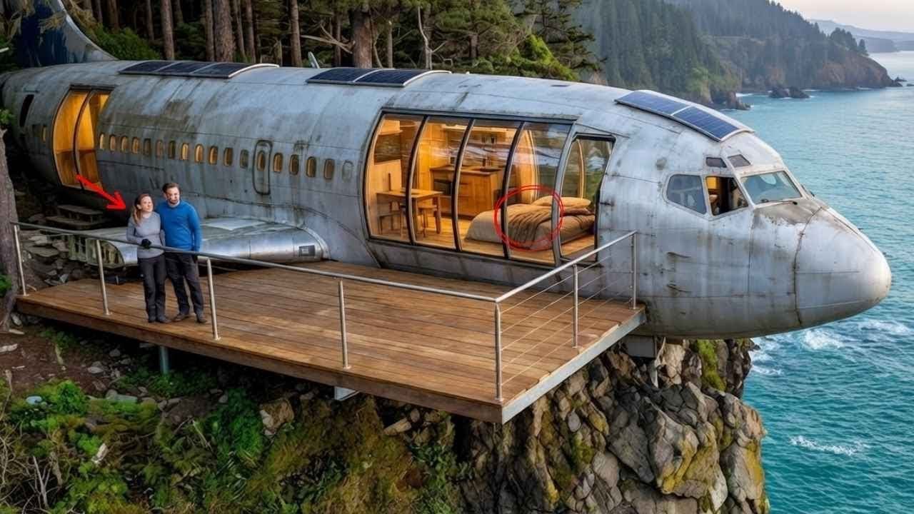 Couple Turns Abandoned Airplane Wreck Into a Modern Cliffside Home | Forest & OceanASMR Build