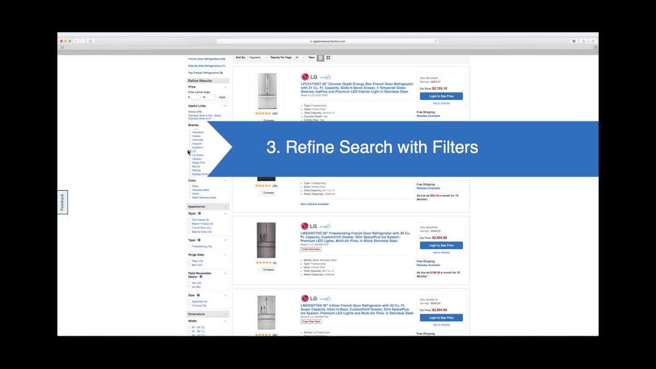 For Example How to Shop at Appliances Connection