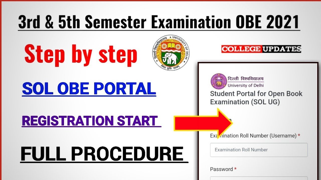 DU SOL:Third & Fifth Semester Examination OBE 2021 | Step by step OBE Portal registration for OBE