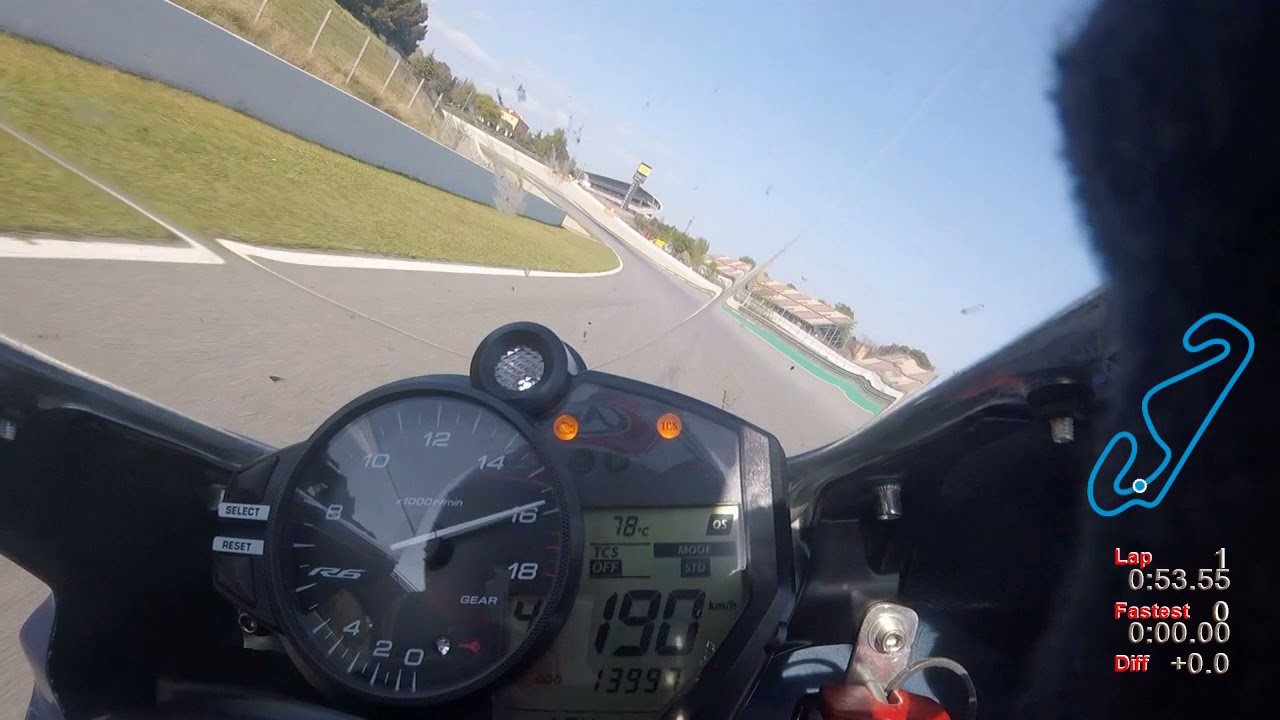 Barcelona Onboard - Yamaha R6 2017 RJ27 - 1:54:2