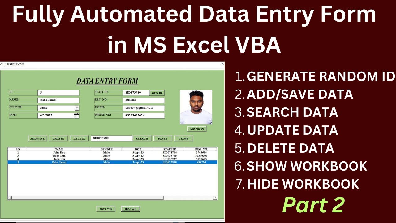 Fully Automated Data Entry Form in MS Excel VBA |English|