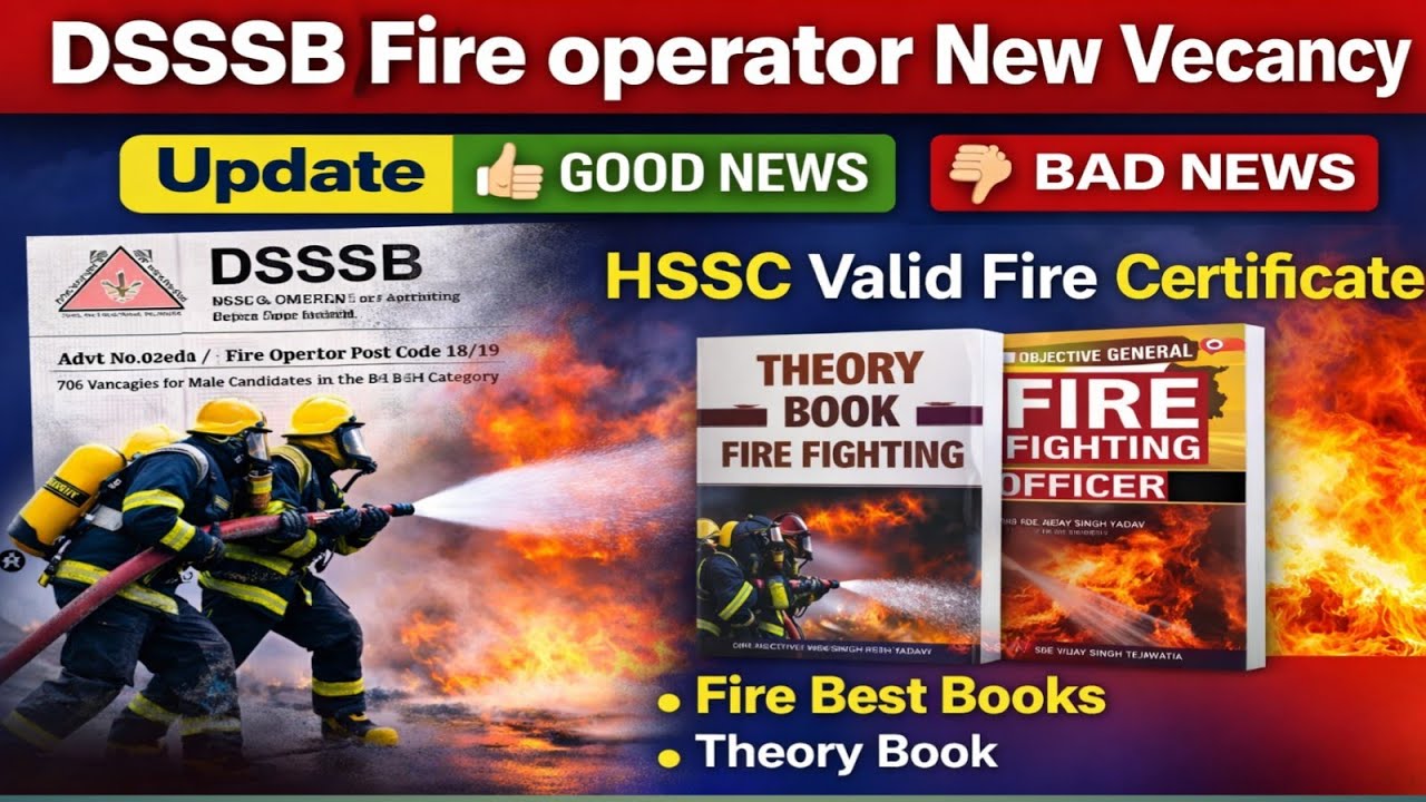 DSSSB Fire Operator Vecancy Update# HSSC Valid Fire Course # HSSC Online Class# Fire Best Book 