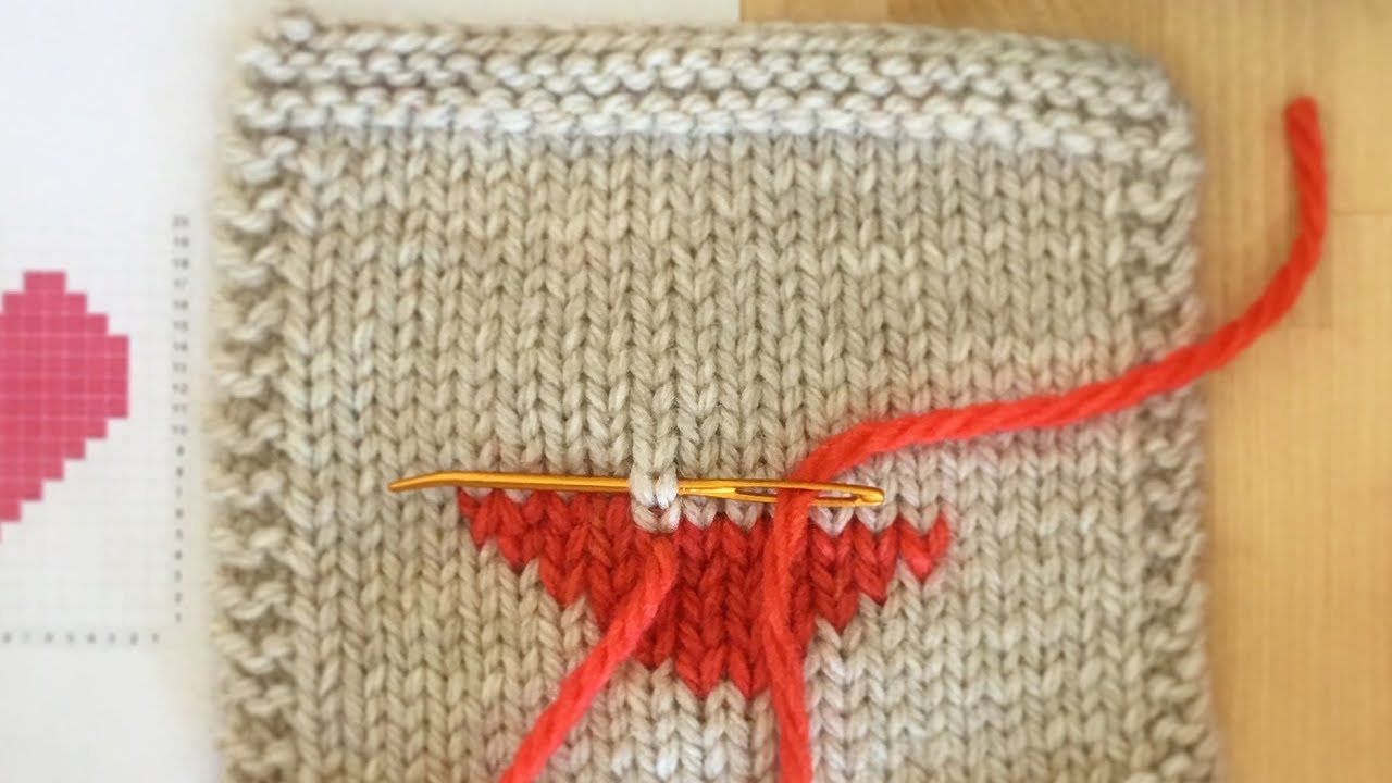 القطبة المكررة\ التطريز على التريكو\ Duplicate stitch - 022 - أساسيات التريكو