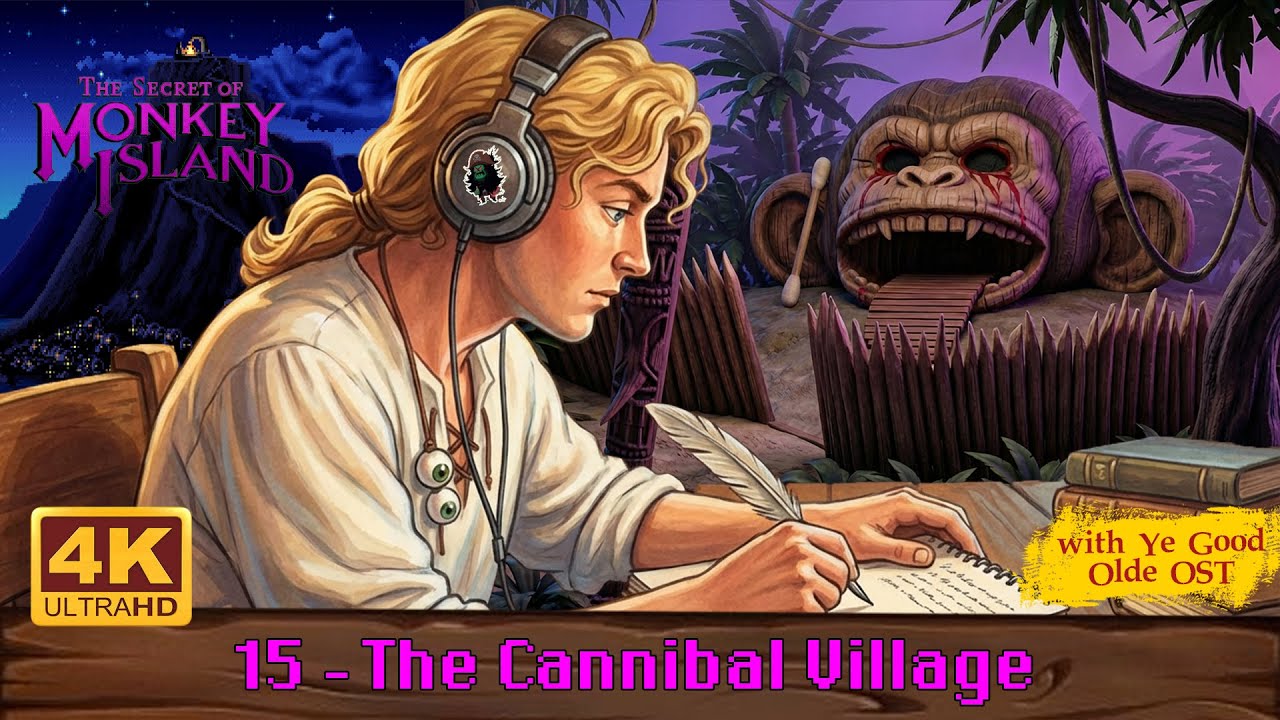 The Secret of Monkey Island | 4K AI Remake - Relaxing Vintage Music - 15 - The Cannibal Village