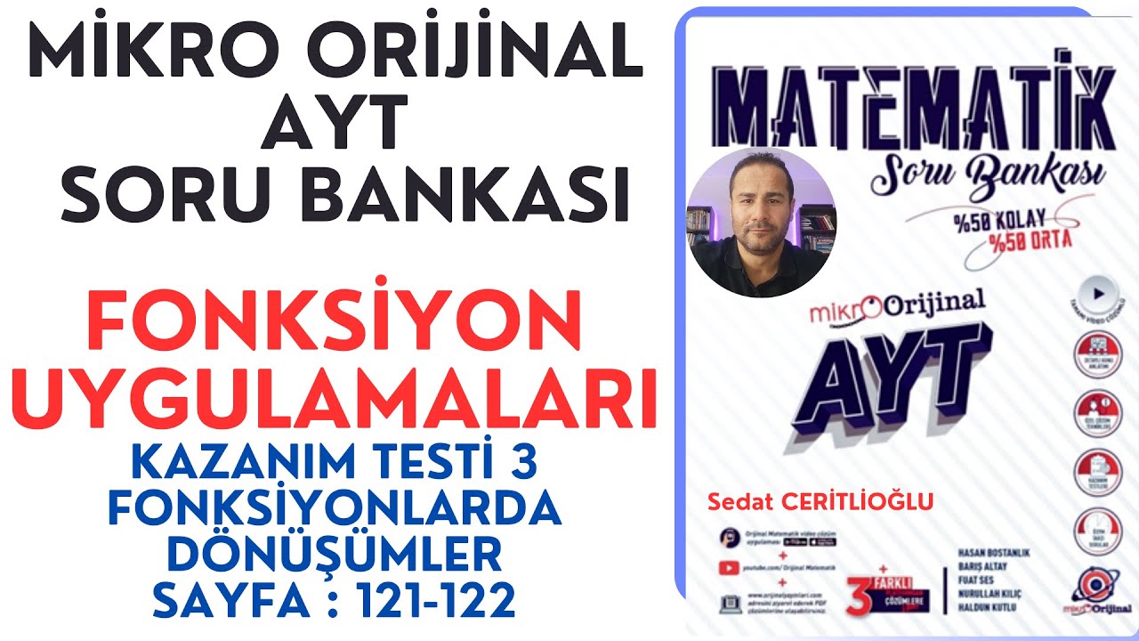 FONKSİYON UYGULAMALARI | MİKRO AYT SORU BANKASI SYF:121-122|#orijinalmatematik#mikroorijinal#yks2024