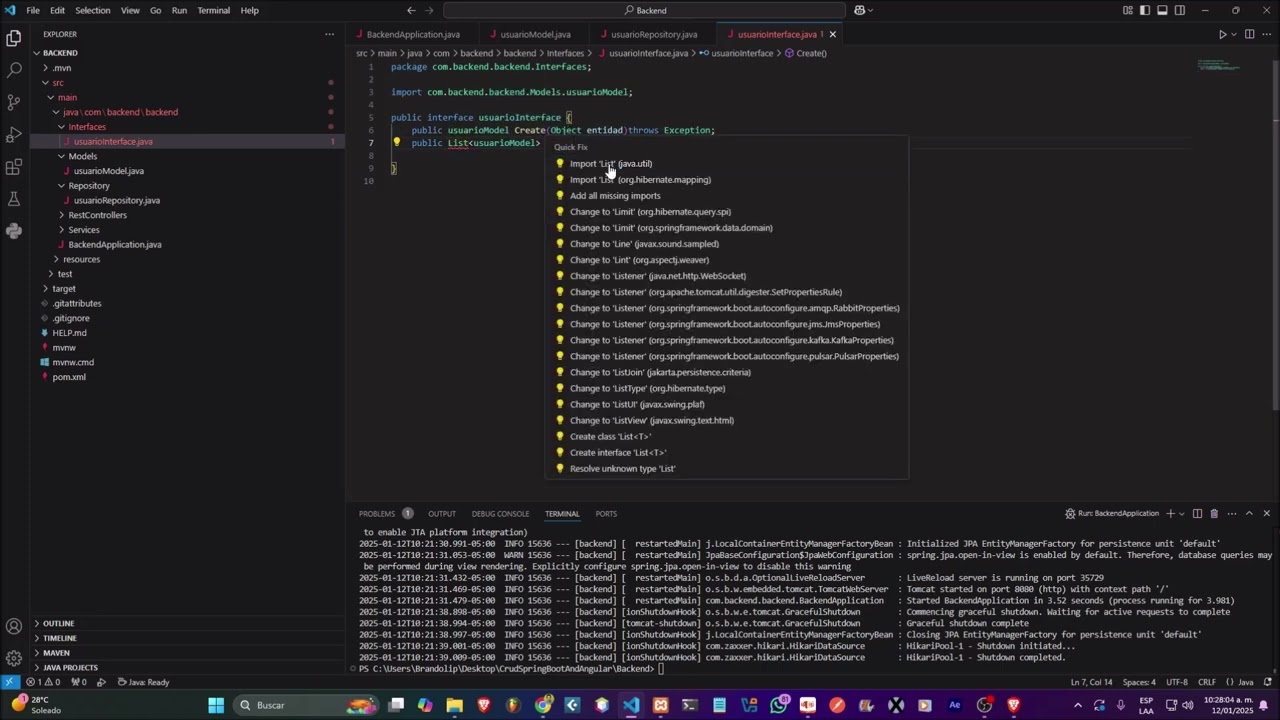 Crud con spring boot  y angular (Backend)