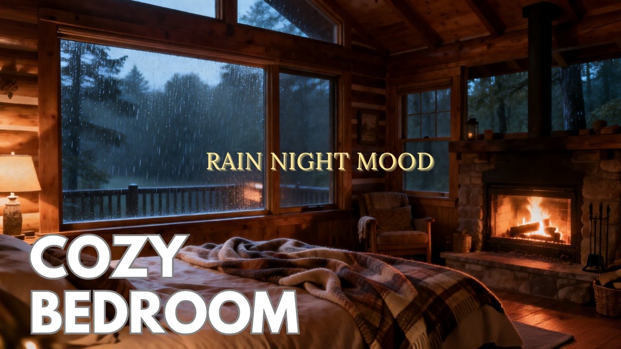 “Cozy Bedroom Rain for Deep Sleep | Gentle Rain & Fireplace Ambience at Night | Dream Chord .