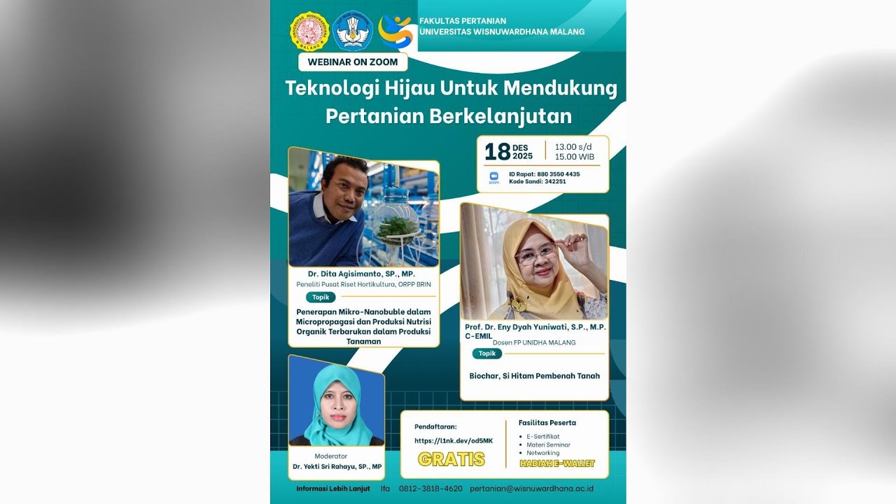 WEBINAR PERTANIAN: TEKNOLOGI HIJAU UNTUK MENDUKUNG PERTANIAN BERKELANJUTAN