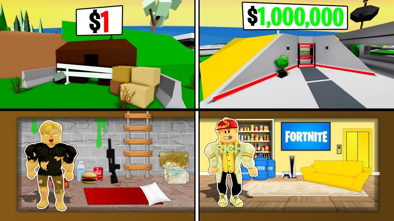 فيلم روبلوكس : مخبأ الفقير بـ 1$ دولار ضد مخبأ الغني 100,000,00$ دولار !💲🤑 ( سر مخبأ الاغنياء 🤫 )