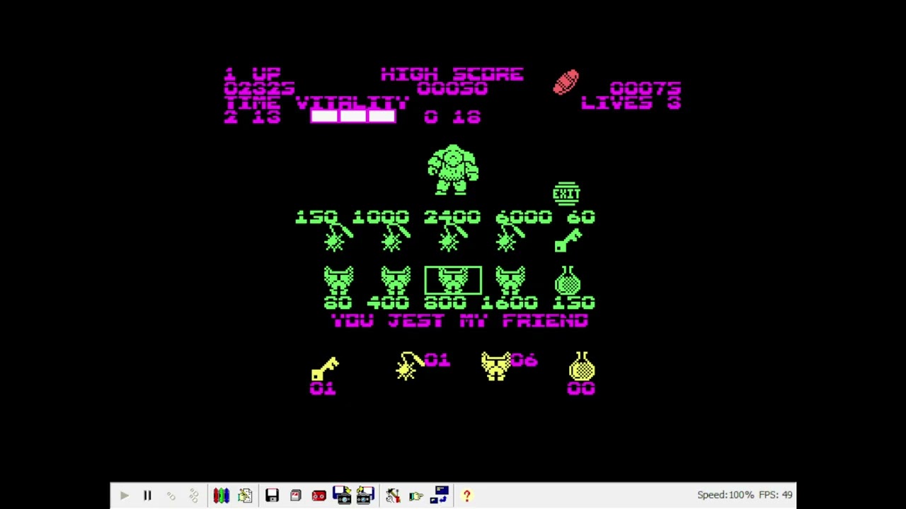 Amstrad, Emulated, Black Tiger, 7300 points