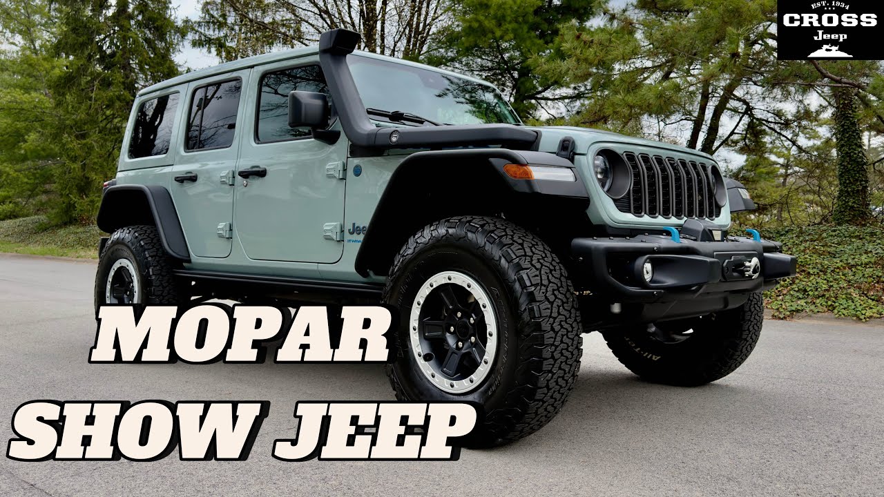 Jeep Wrangler Rubicon 4xe 2024 года, модификация Mopar – 35-дюймовые шины, лебедка, шноркель, сис...