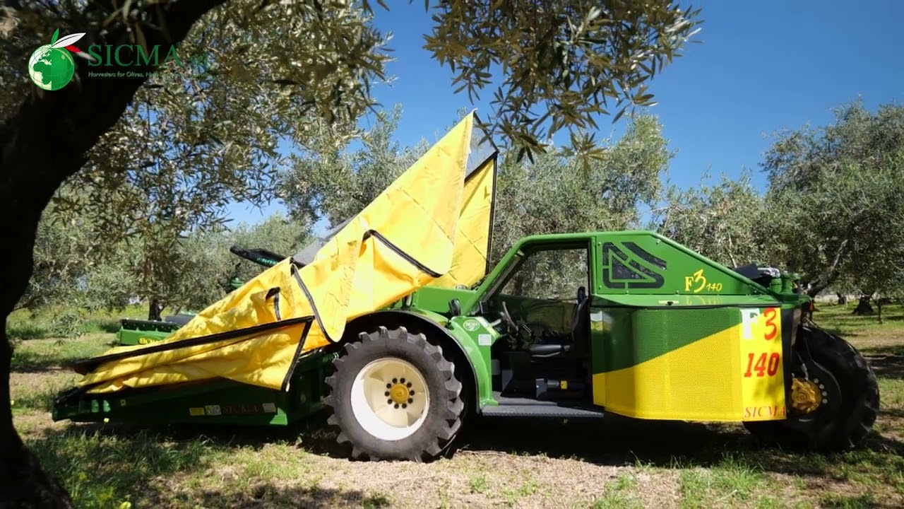 Self-propelled F3 140 with umbrella for the mechanical harvest of olives and hanging fruits