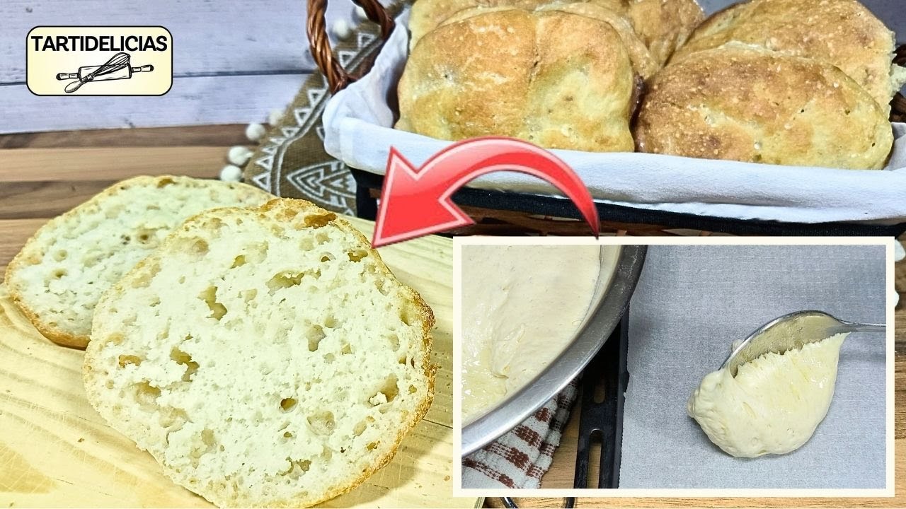 🥖 PAN de CUCHARA  🥄 SIN AMASAR Facilísimo PAN RÚSTICO de PUEBLO