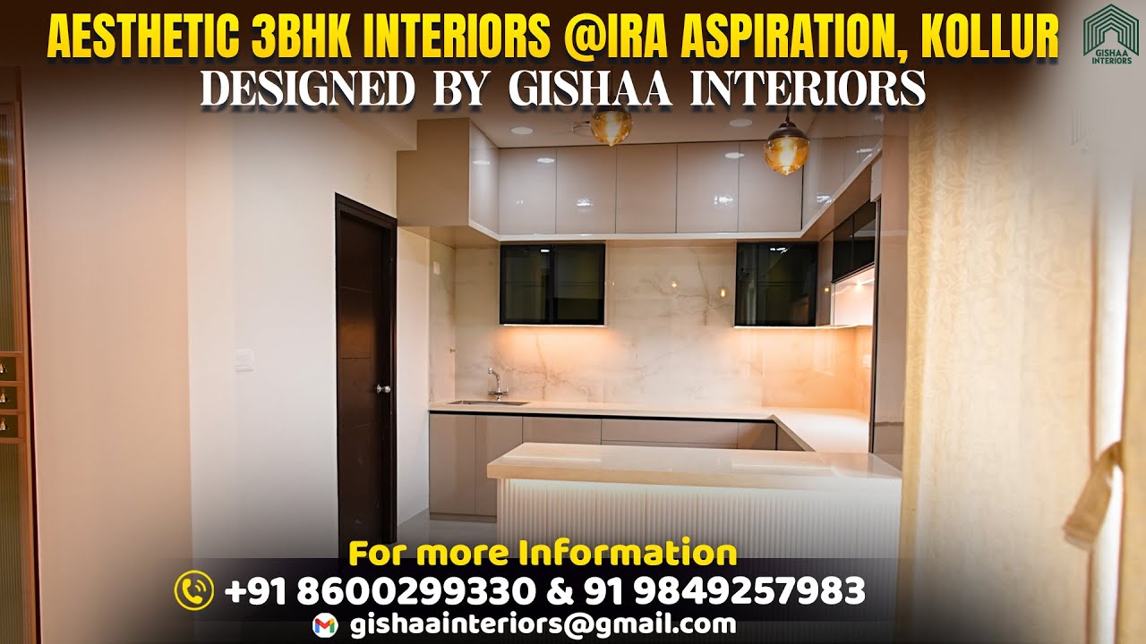 Aesthetic 3BHK Interiors @ IRA Aspiration, Kollur I Designed By Gishaa Interiors.