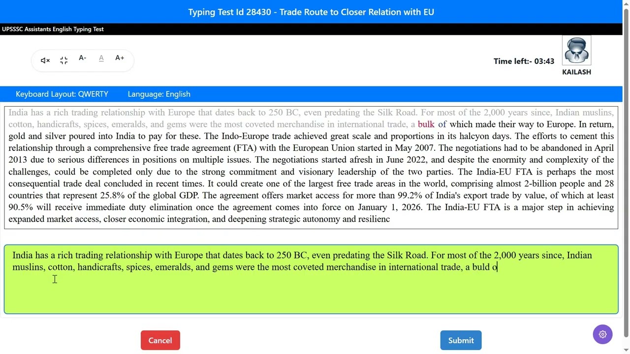 42 WPM Upssc Junior Assistant English Tpying#upsssc#hindityping #sarkarinaukri #gk 
