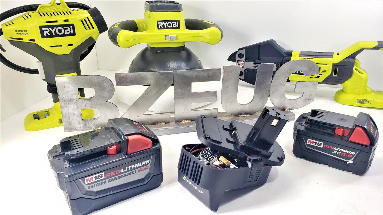 Milwaukee to Ryobi battery adapter by Surebonder:  Modified with low voltage cut-off